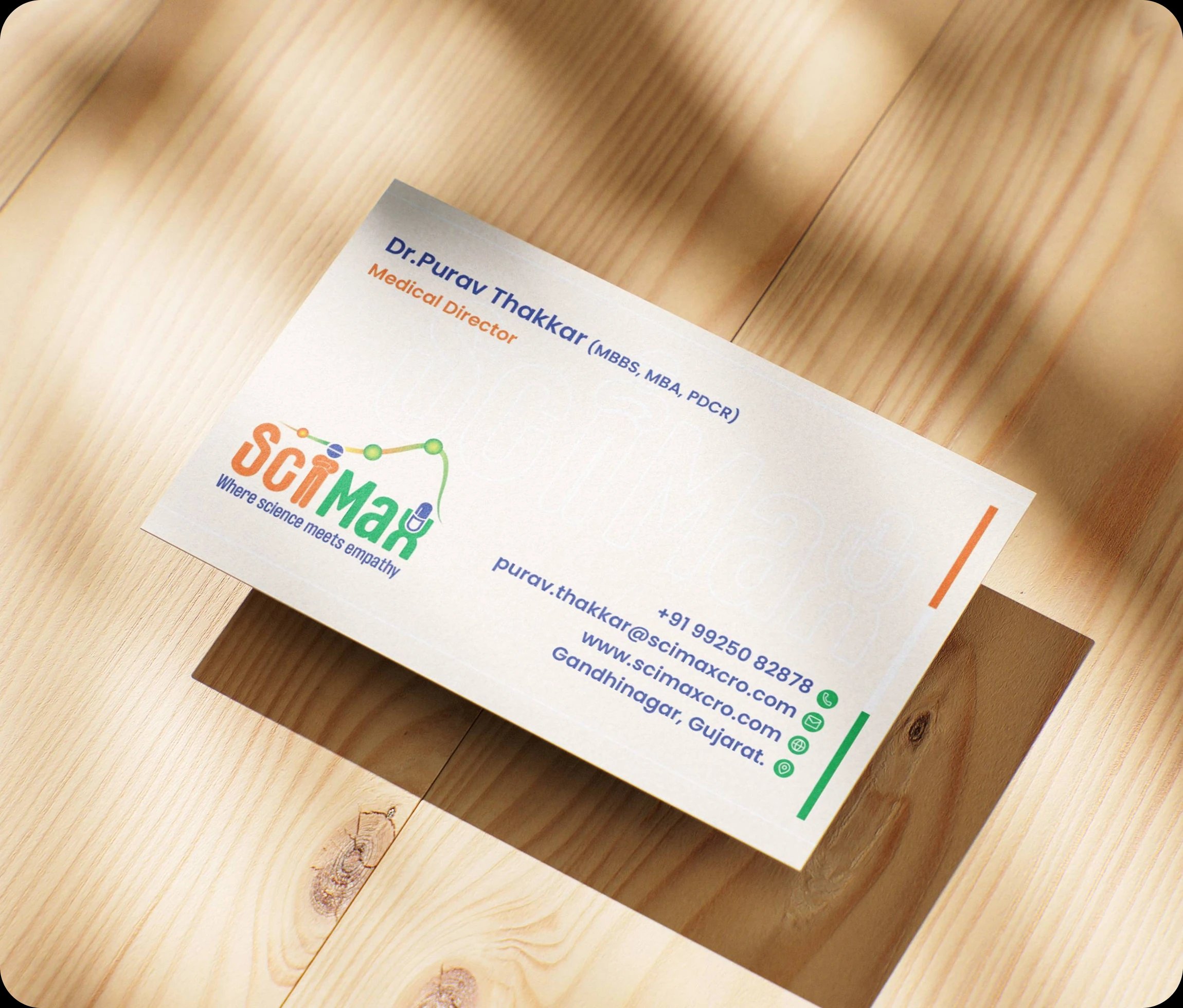 Scimax Business Card on Wood