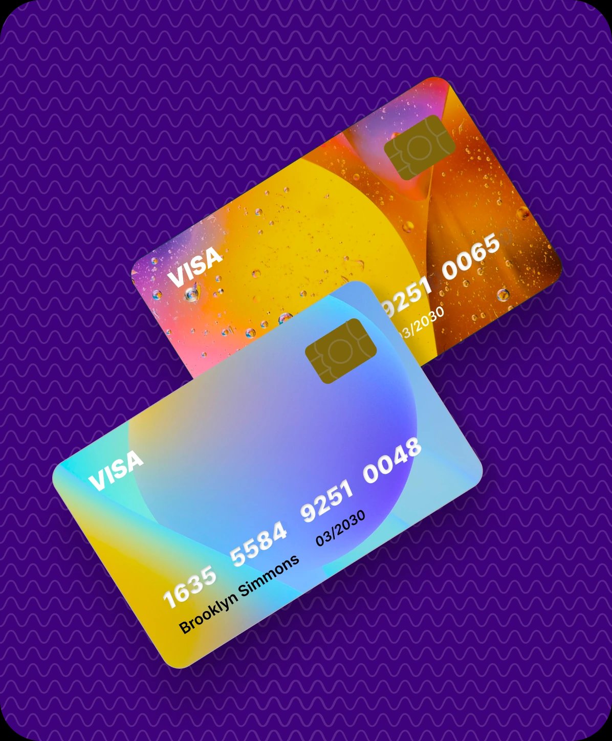 Blue Wave Holographic Credit Cards