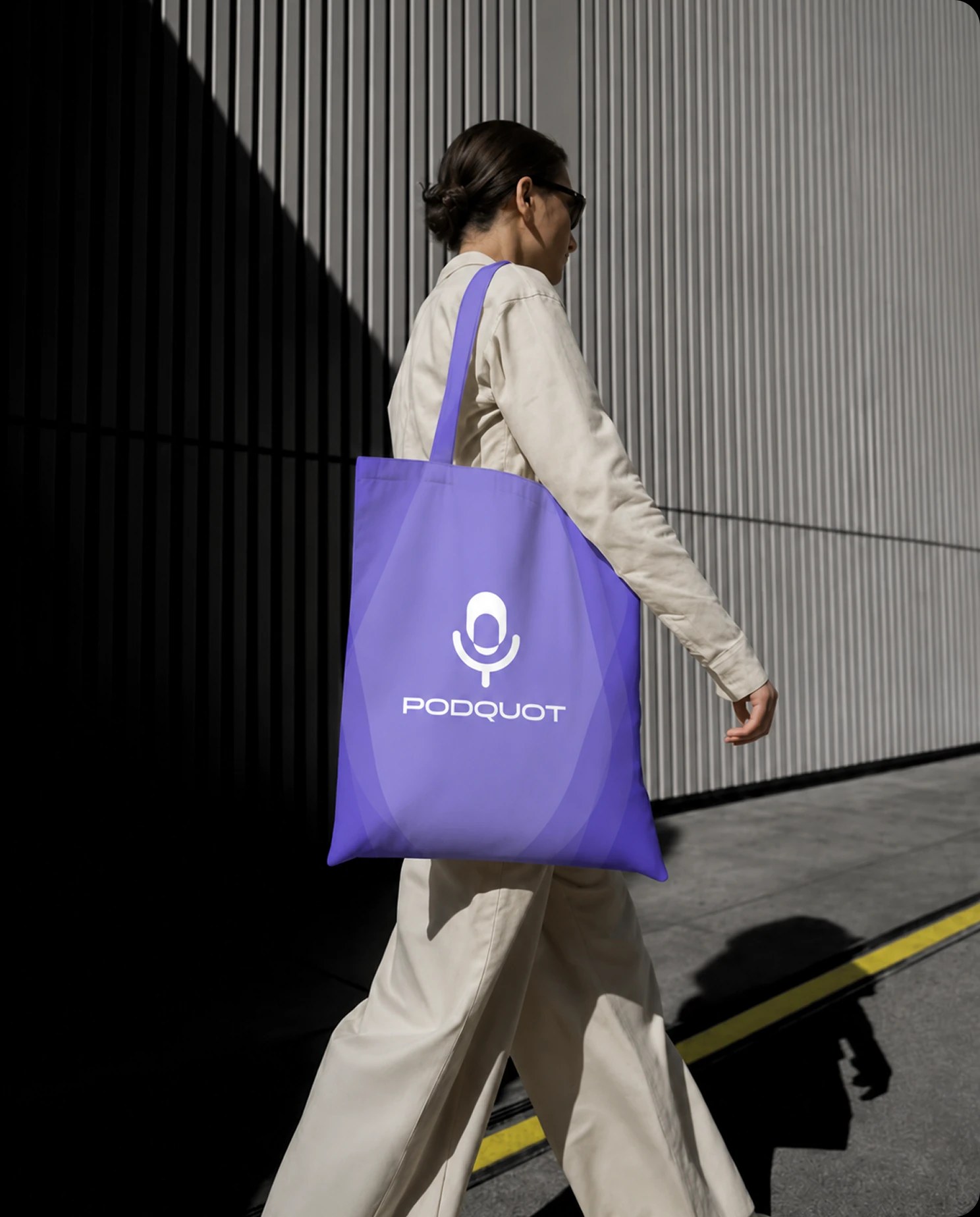 Podquot Brand Identity Tote Bag on Model