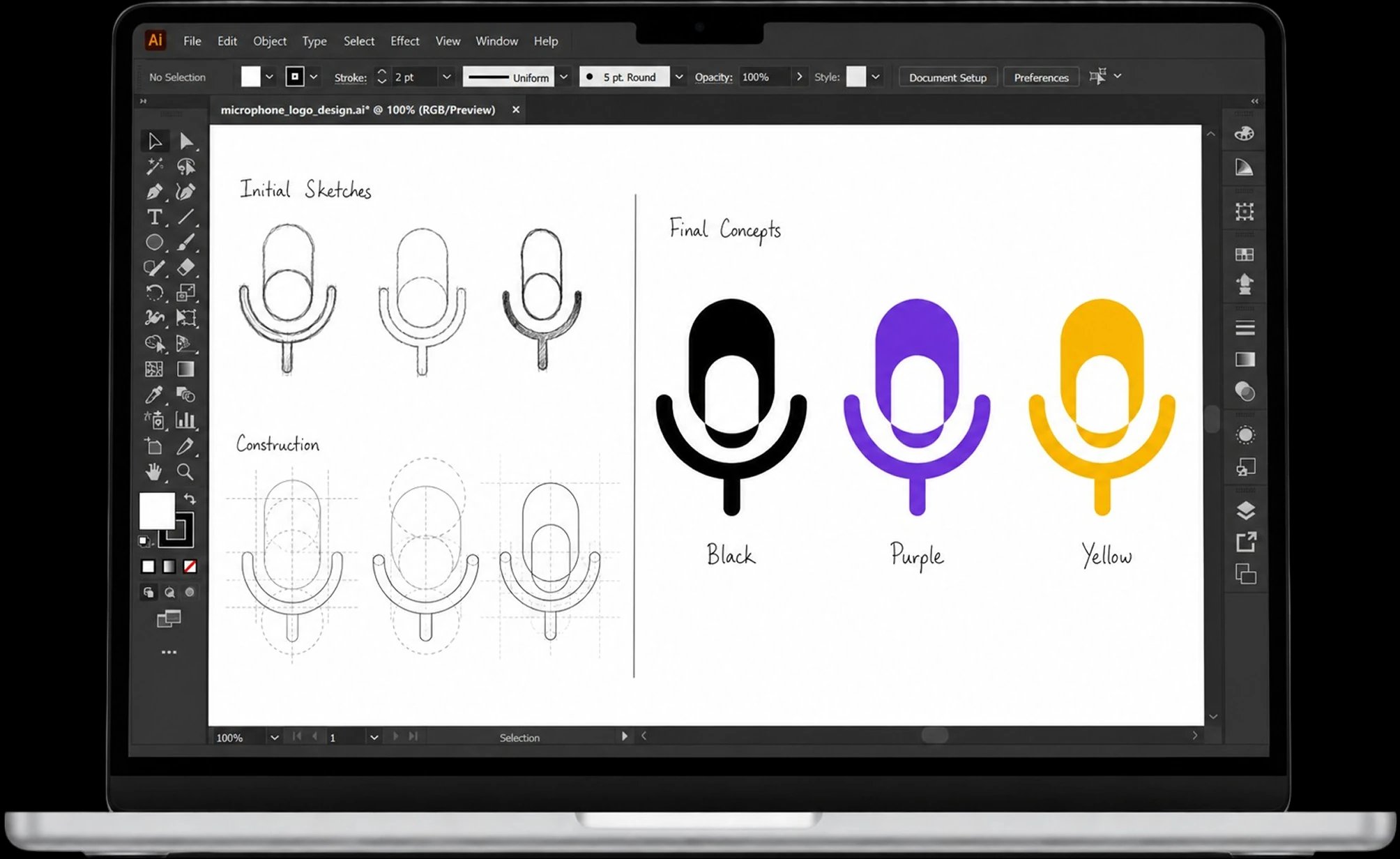 Creative Brand Experts Vector Sketches on Laptop